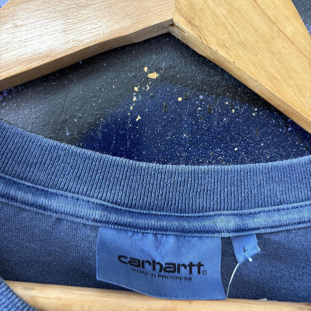 Carhartt WIP T shirt Mens Large Blue Garment Dyed Nelson Pocket Skate Workwear Baggy Tee Top 90s Y2K 00s
