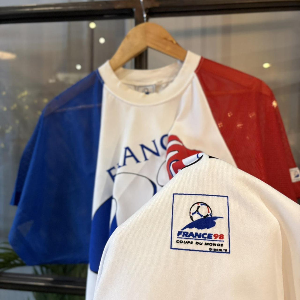 Vintage France 1998 World Cup T Shirt Tee Mens Large White Graphic Football Jersey Mesh Top Y2K 90s