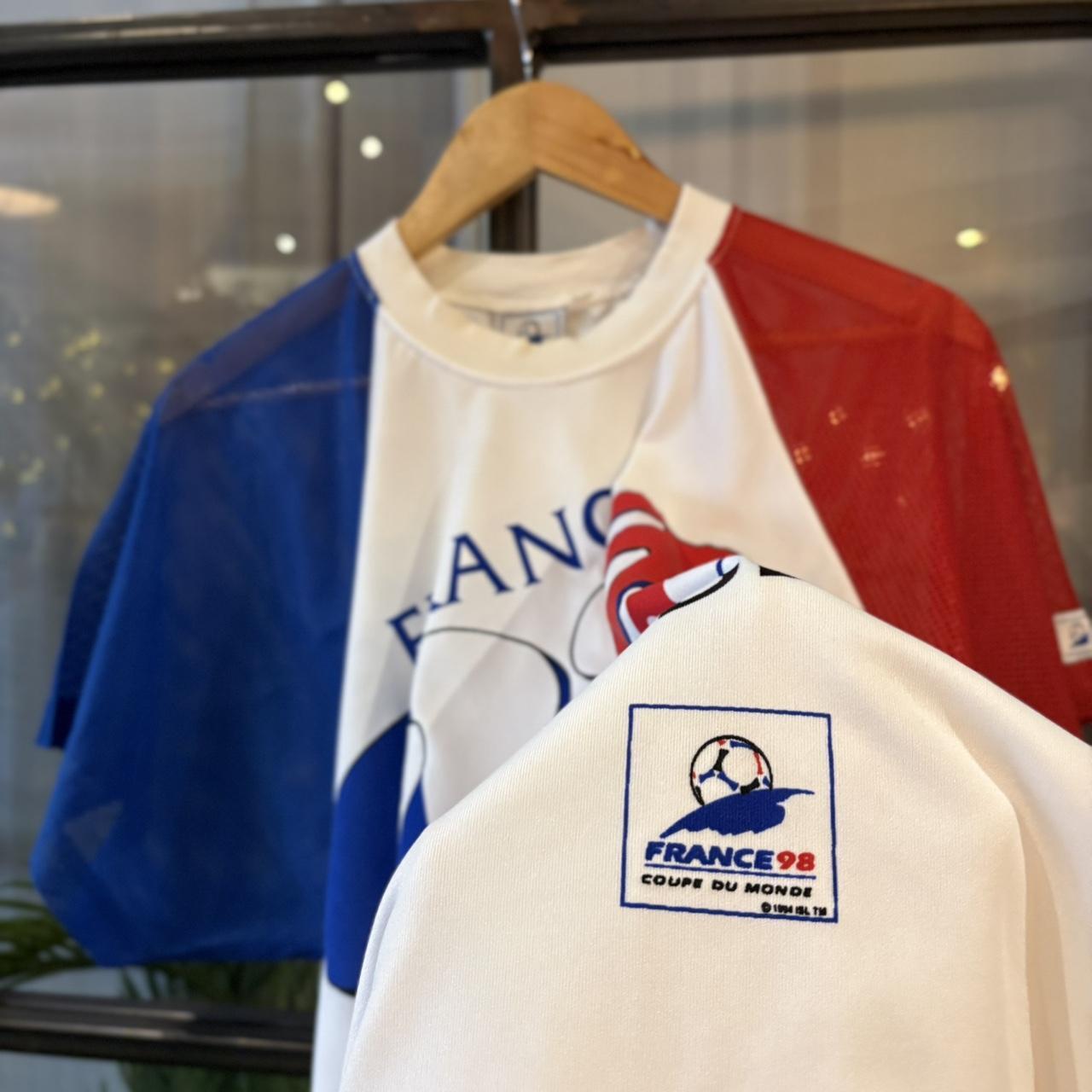 Vintage France 1998 World Cup T Shirt Tee Mens Large White Graphic Football Jersey Mesh Top Y2K 90s