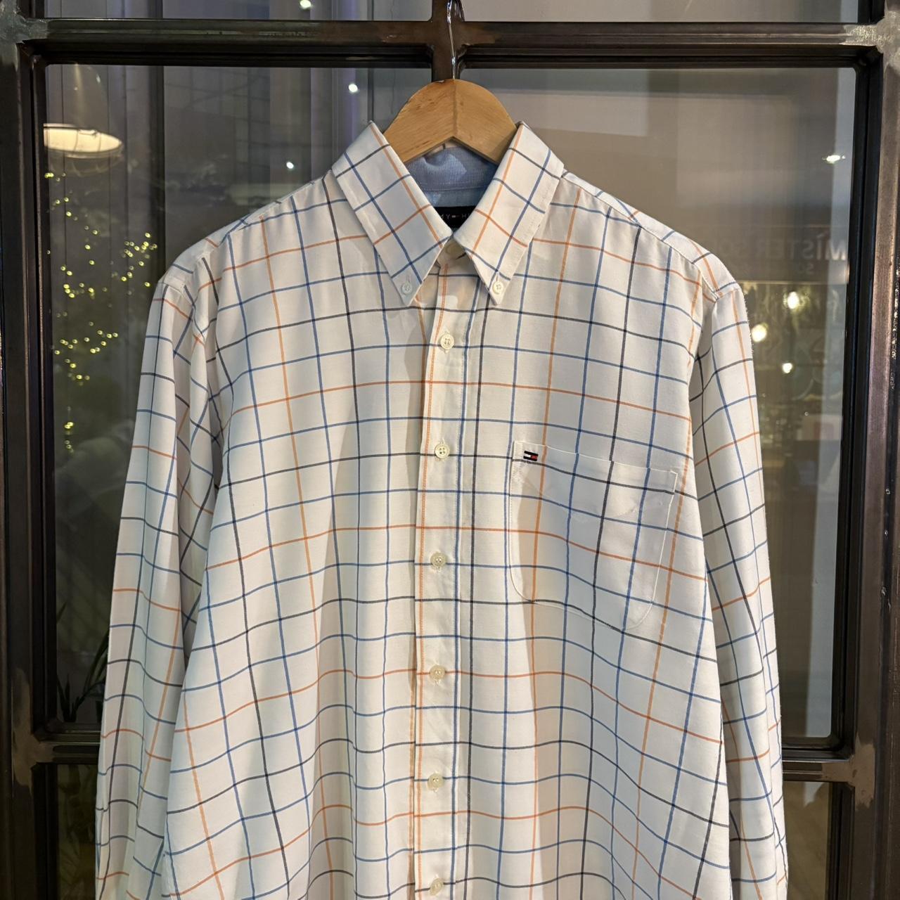 1224E29P - Vintage Tommy Hilfiger White Multi-colour Checked Shirt Short Sleeve collared button up #Y2K #preppy #chiefkeef #preppy #oldmoney