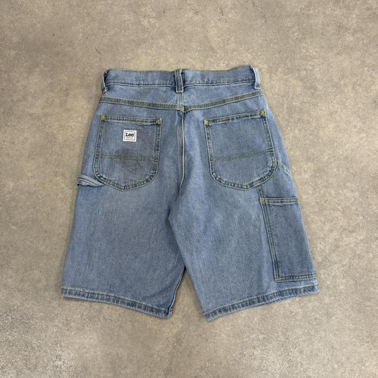 Vintage Light Blue Wash Lee Jorts Mens 29” Baggy Wide Leg Skate Surf Denim Jean Shorts Hip Hop Streetwear Y2K
