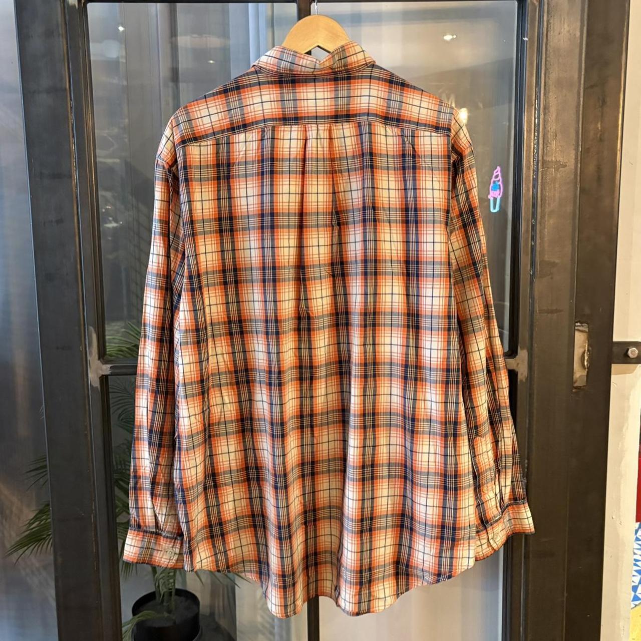 BR1209BG-F - Vintage Ralph Lauren Orange Check Longsleeve collared button up polo shirt top #Y2K #preppy #chiefkeef #smartcasual #oldmoney