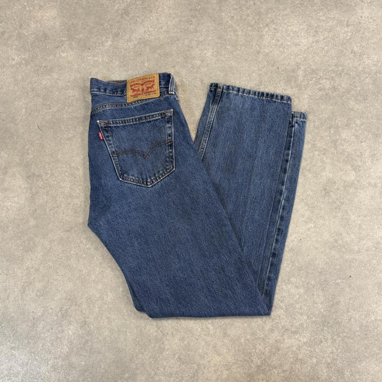 Vintage Levi’s 505 Jeans 32x32 Denim Dark Blue Wash Straight Leg Trousers Cowboy Western USA
