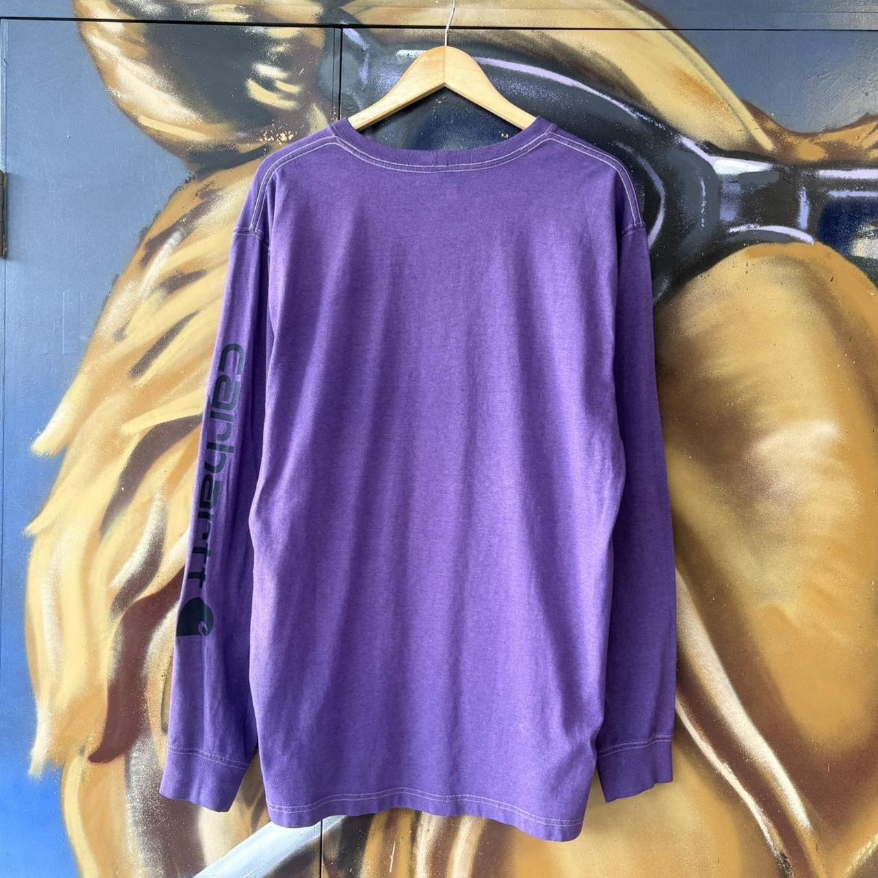BR2306OZ-U - Vintage Retro Essential Purple Dyed Carhartt Longsleeve Graphic Print Top Tee T-shirt with embroidered patch logo #skater #workwear  #carhartt #y2k #graphic