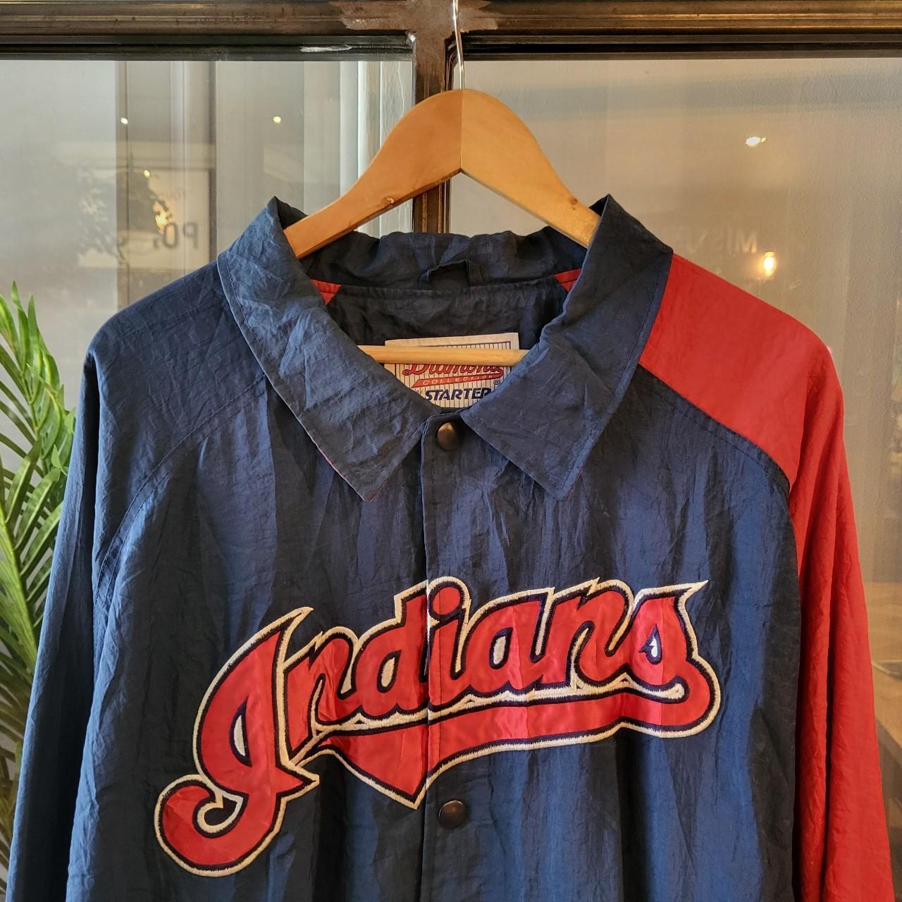 WCJ011 - Vintage retro essential MLB Cleveland Indians (Guardians) button up sports coach jacket #mlb #cleveland #festival #y2k