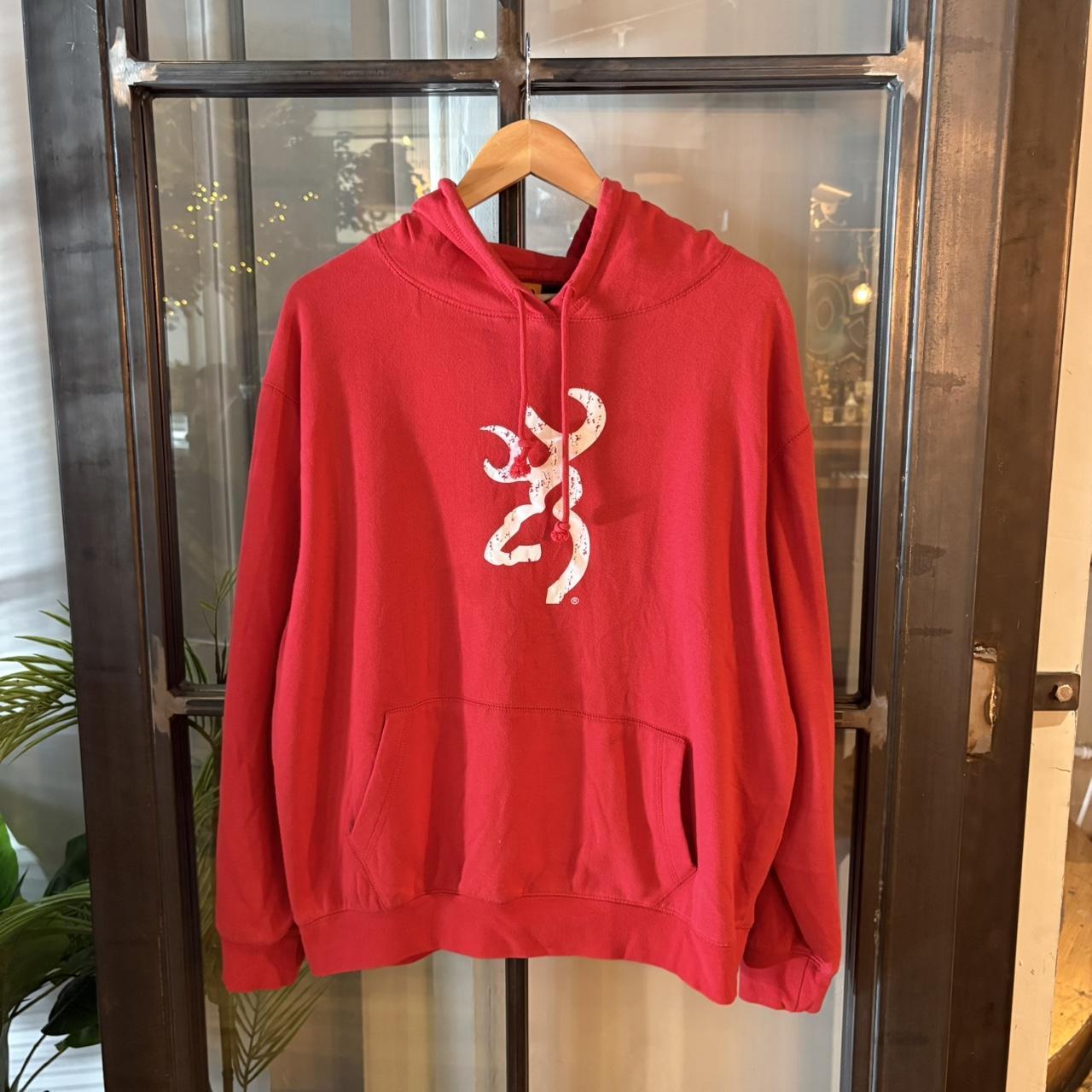 Vintage Retro Essential Red Browning Sweatshirt Hoodie with big spellout print logo #90s #sportswear #essential #browning #y2k