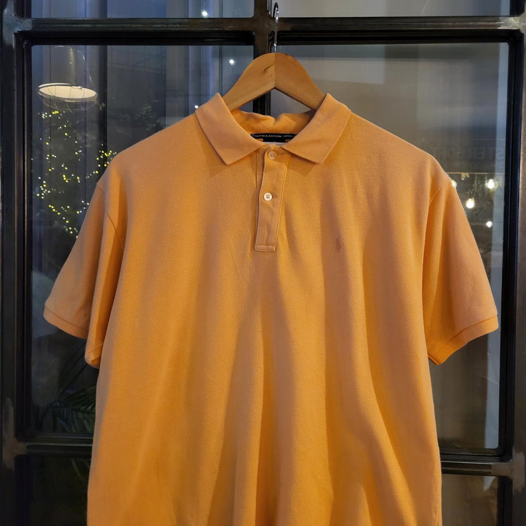 POL240 - Vintage Ralph Lauren Light Orange Polo Shirt Short Sleeve collared button up top #Y2K #preppy #chiefkeef #golf #oldmoney