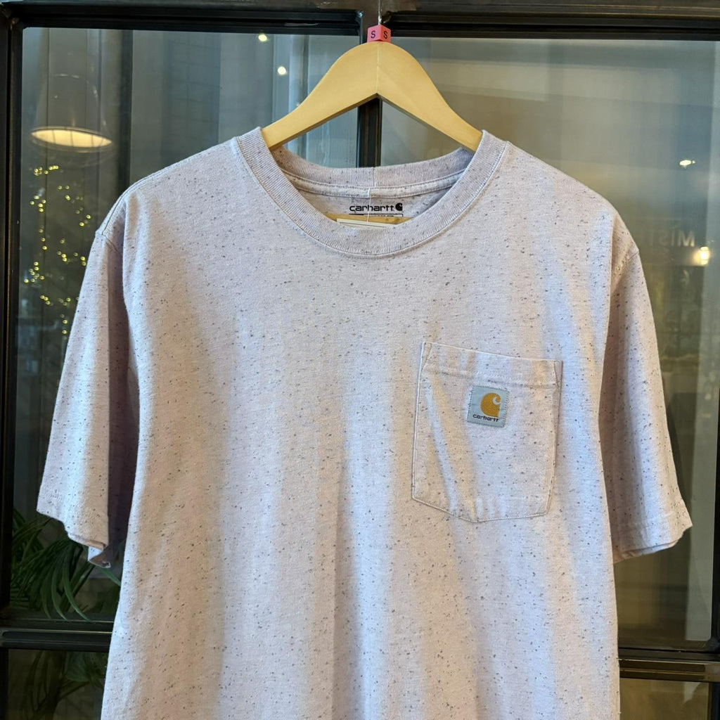 TEE489P - Vintage Retro Essential Pink Carhartt Pcoket Top Tee T-shirt with embroidered patch logo #skater #workwear  #carhartt #y2k #graphic