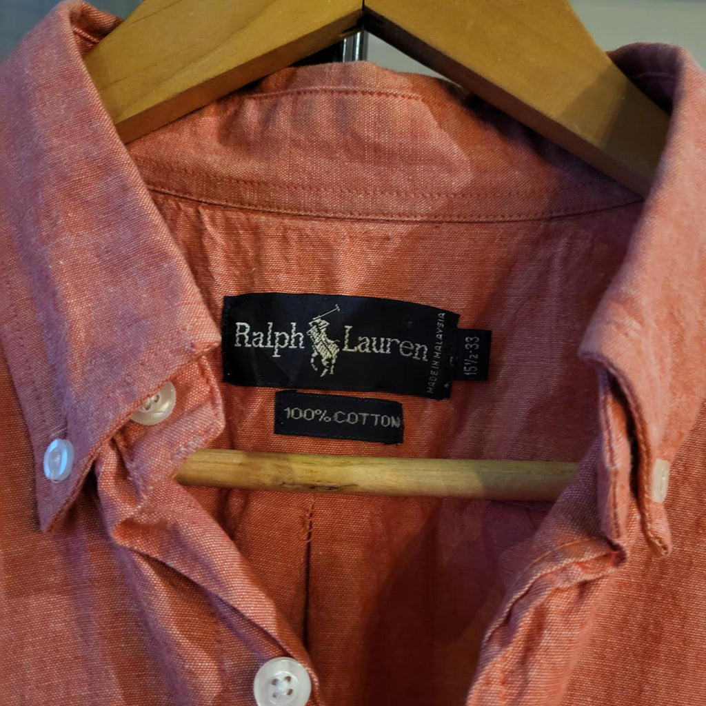 RLS061 - Vintage Ralph Lauren Plain Pink Button Up Shirt Longsleeve collared top #Y2K #preppy #smartcasual #golf #oldmoney