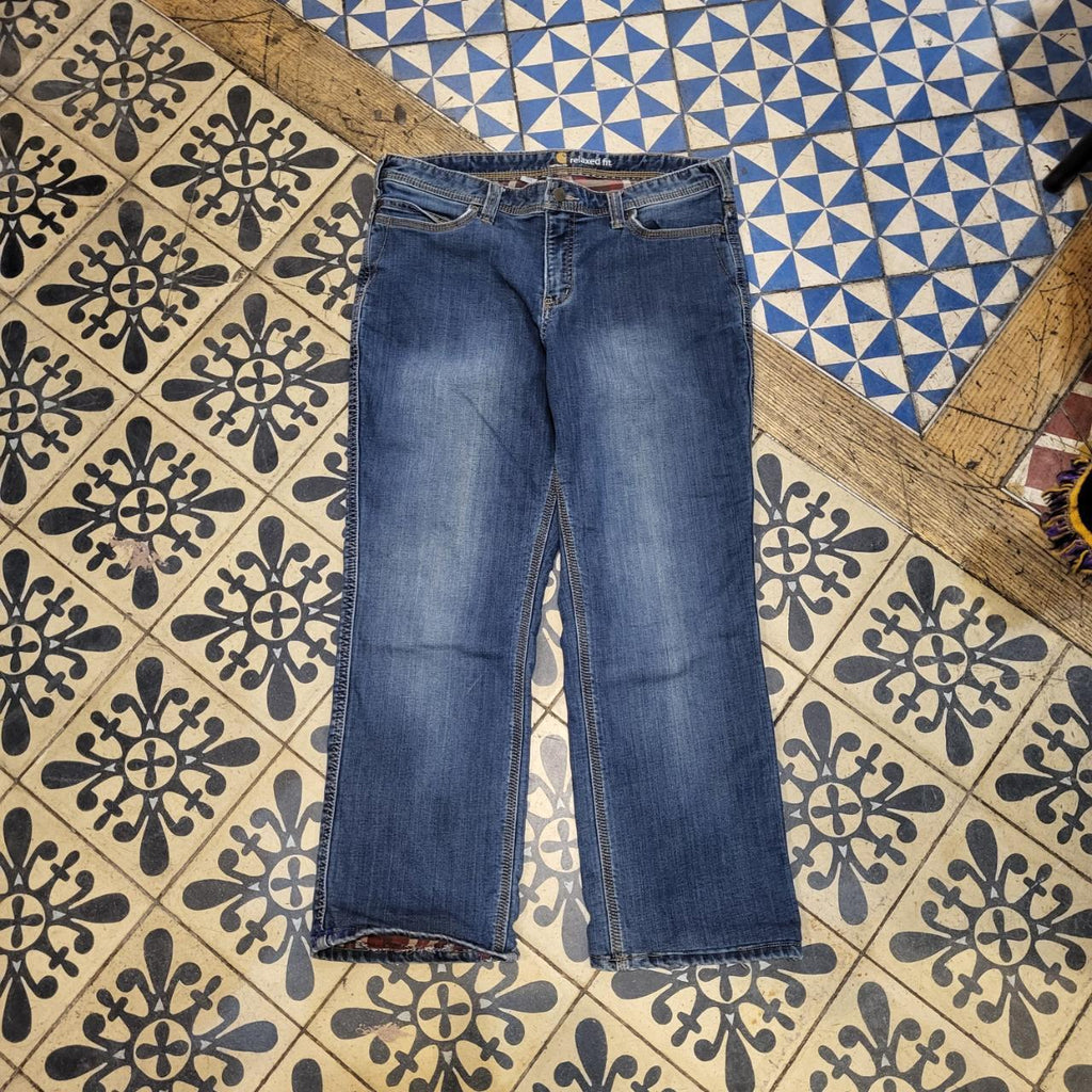 TRW203BR - Vintage retro essential Carhartt Straight Leg Blue Wash Denim Jeans Trousers pants #denim #skater #y2k #denimjeans #carhartt