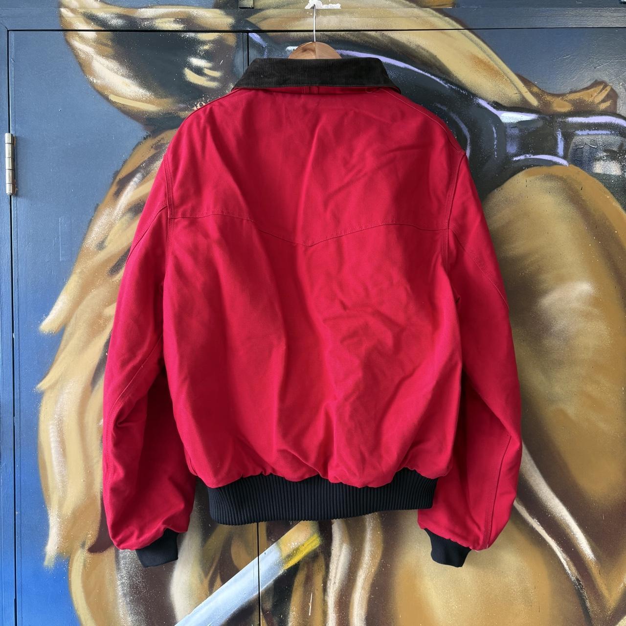 Vintage Carhartt Jacket Mens XL Red Santa Fe Full Zip Corduroy Collar Canvas Heavyweight Carhartt Style Coat 90s Y2K