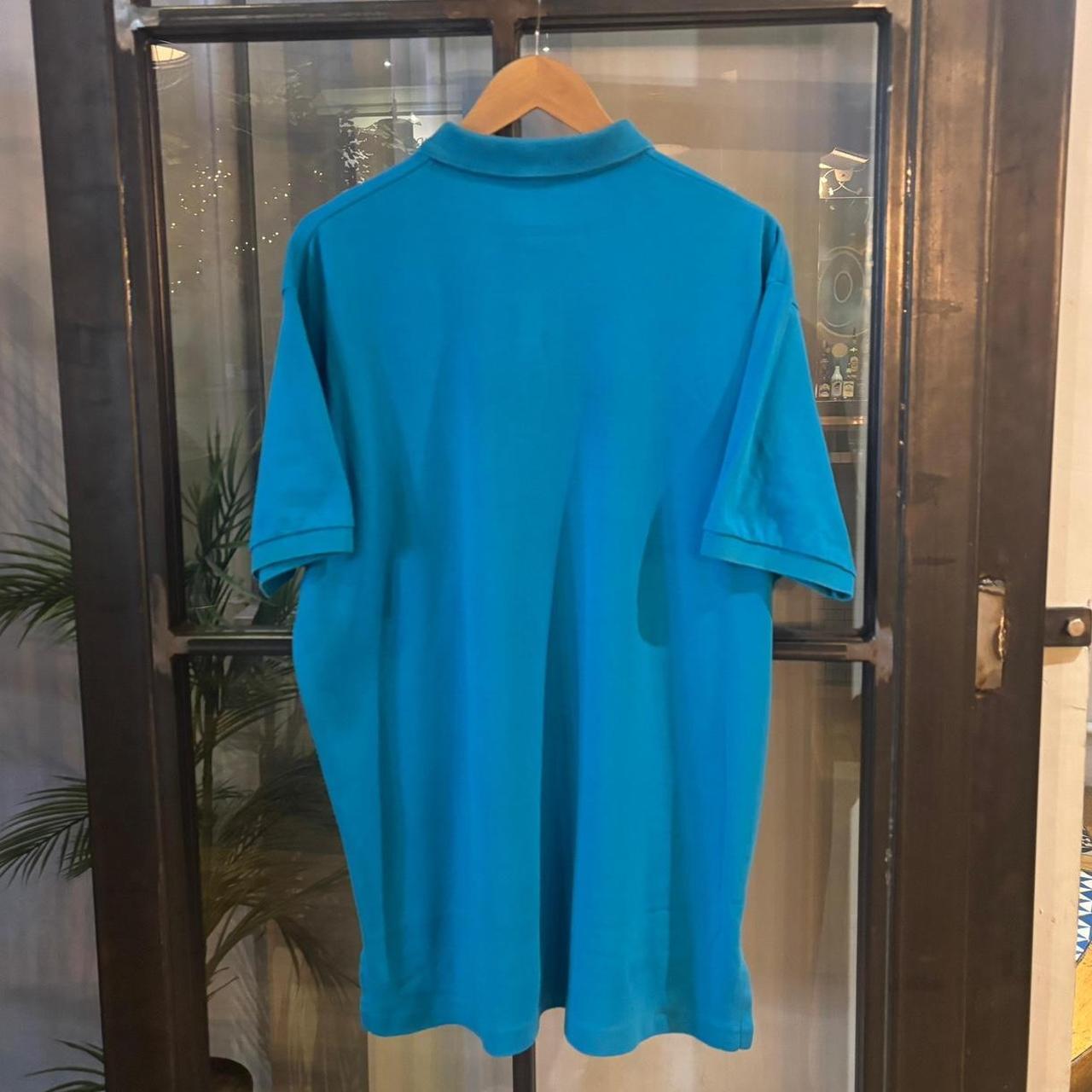 POL471F - Vintage Retro Ralph Lauren Plain Blue Polo Shirt Short Sleeve collared button up top  #Y2K #preppy #chiefkeef #oldmoney #ralphlauren