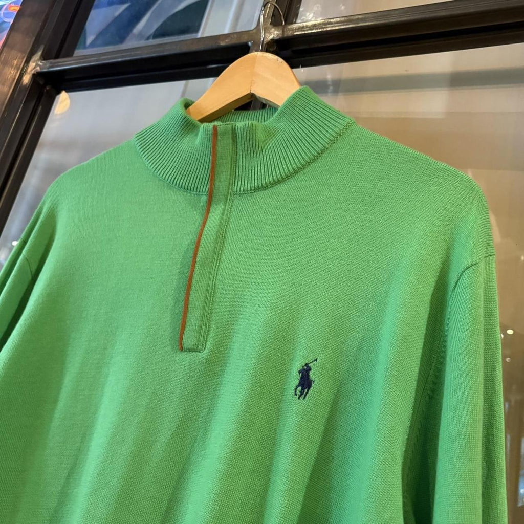 SWT652F - Vintage Ralph Lauren Green quarter 1/4 zip up sweatshirt jumper fleece #Y2K #preppy #chiefkeef #smartcasual #oldmoney