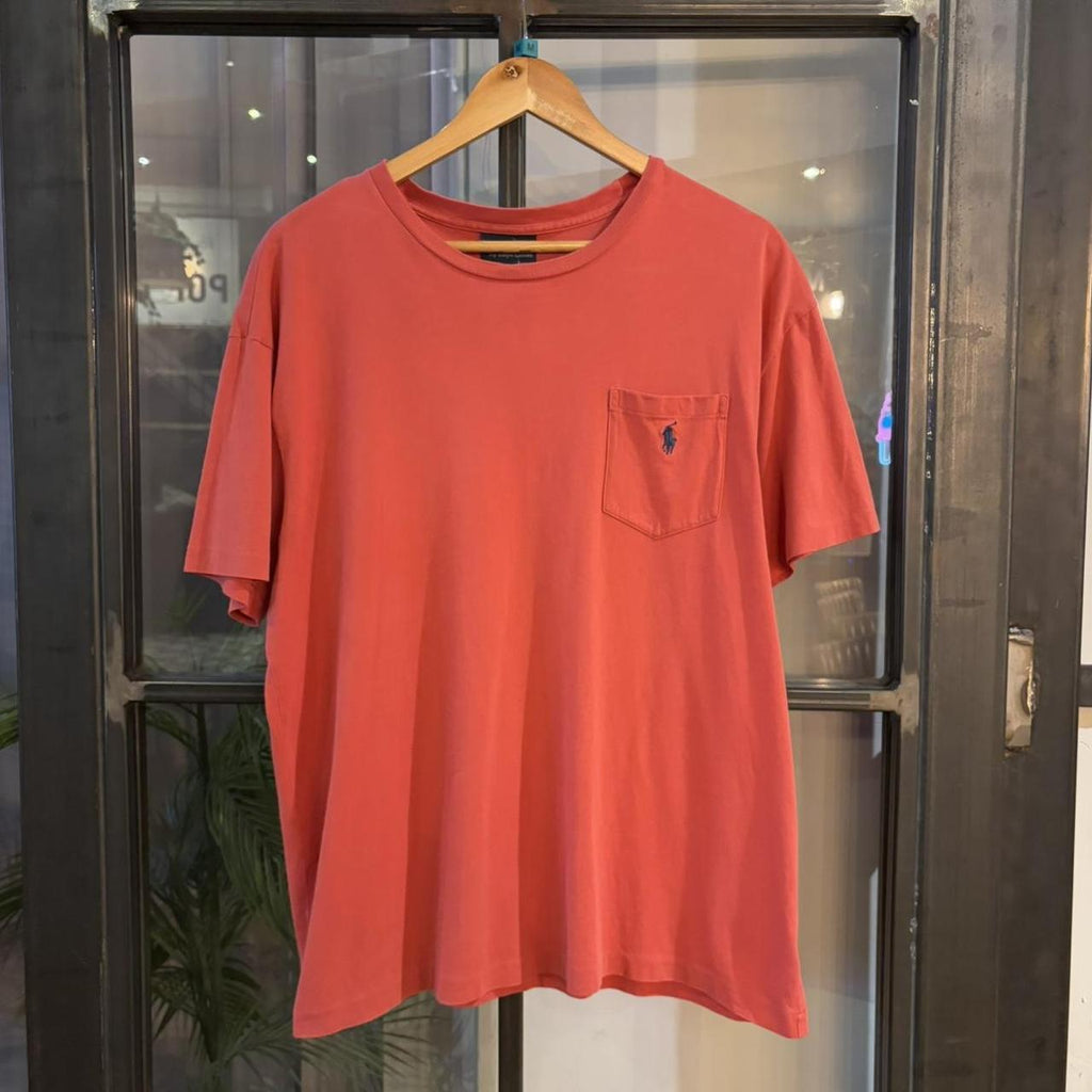 BR2804DV-P - Vintage Retro Essential Red Polo Ralph Lauren Pocket Top Tee T-shirt #90s #poloralphlauren #preppy #oldmoney #singlestitch