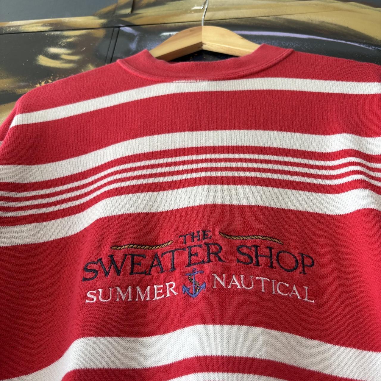 Vintage The Sweater Shop T shirt Mens Large Red White Striped Short Sleeve Jumper Tee Top 90s Y2K 00s