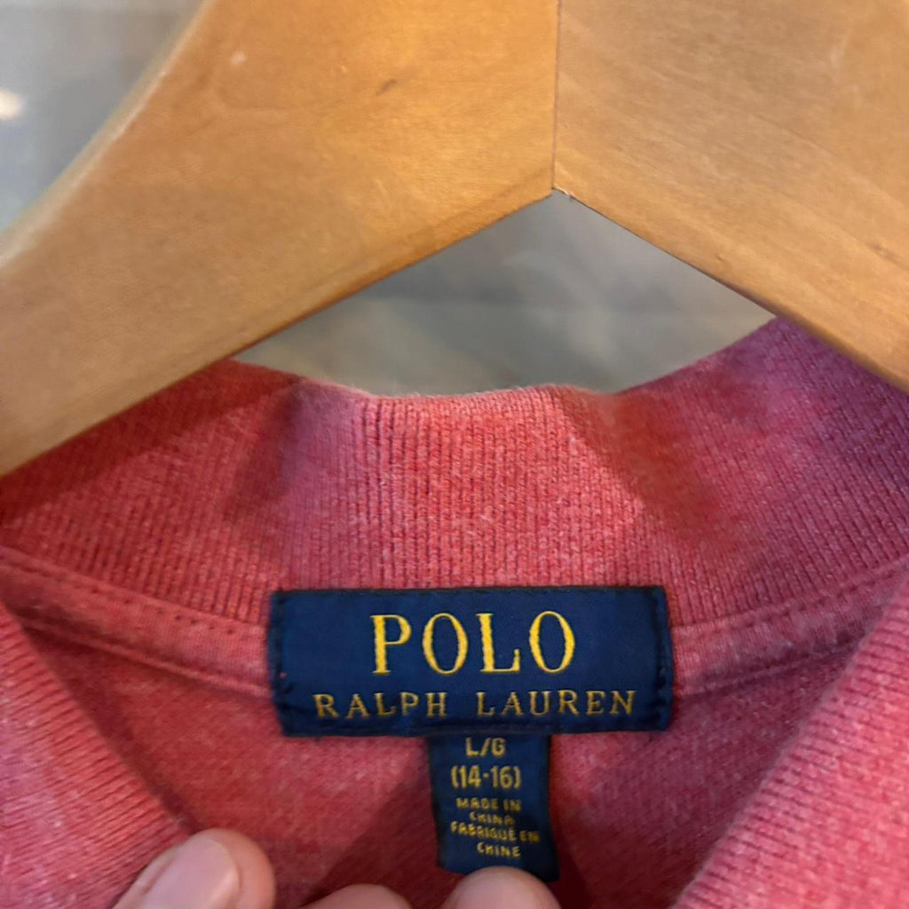 POL484F - Vintage Retro Ralph Lauren Plain Pink Polo Shirt Short Sleeve collared button up top  #Y2K #preppy #chiefkeef #oldmoney #ralphlauren