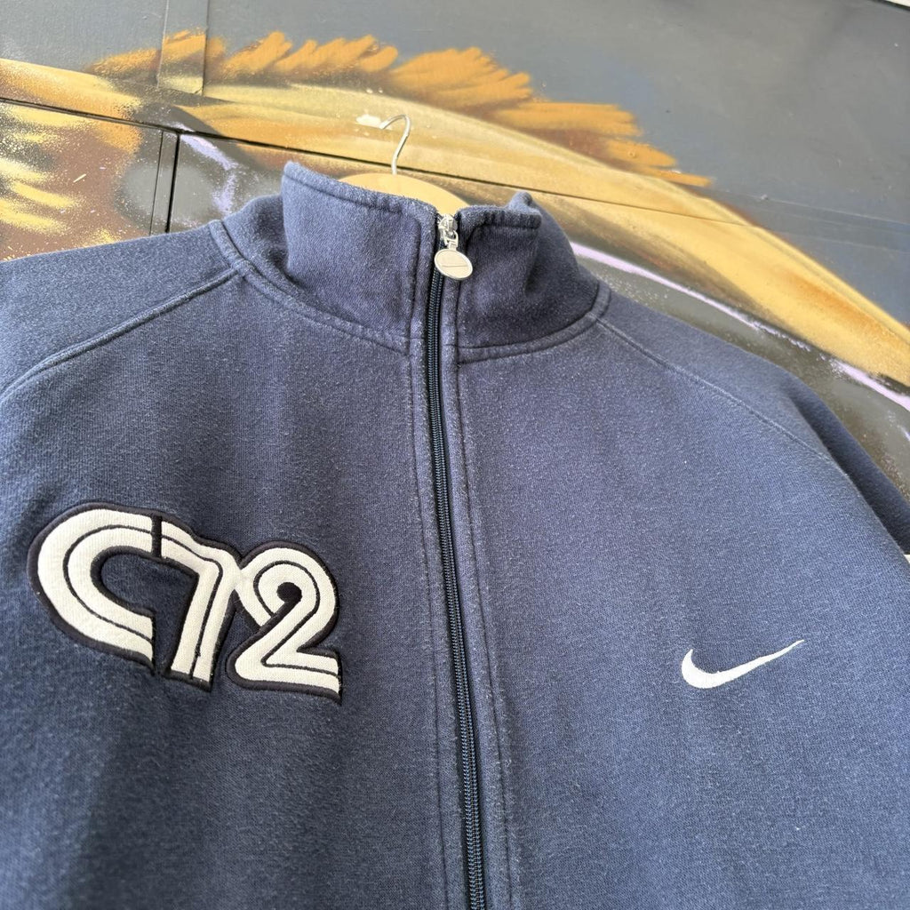 Vintage Nike Track Jacket Mens Medium Blue Full Zip C72 Star Solo Swoosh Sweatshirt Jumper Top 90s Y2K 00s