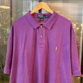 POL398-F - Vintage Retro Ralph Lauren Purple Plain Polo Shirt Short Sleeve collared button up top  #Y2K #preppy #chiefkeef #oldmoney #ralphlauren