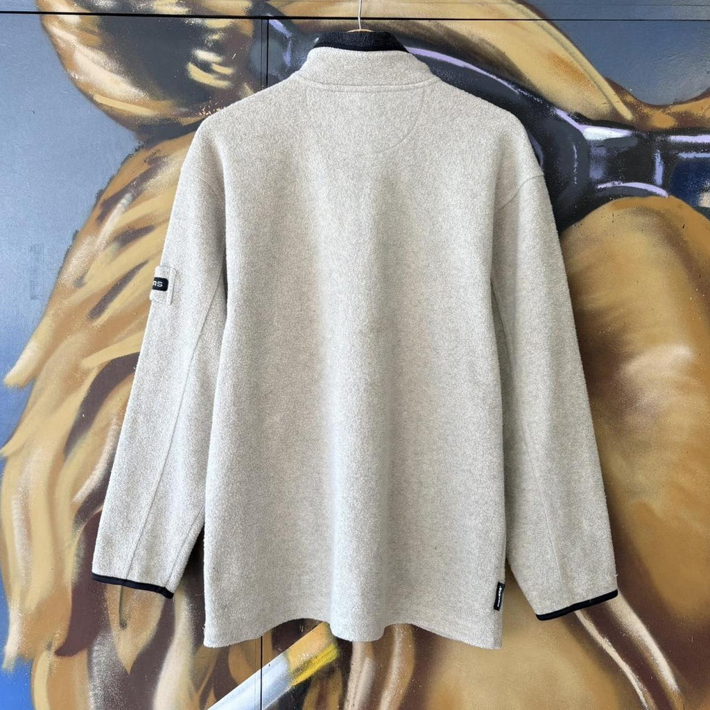 Vintage Essential Beige Kickers 1/4 Zip Fleece Jumper Sweatshirt with embroidered logo #90s #sportswear #essential #y2k #kickers