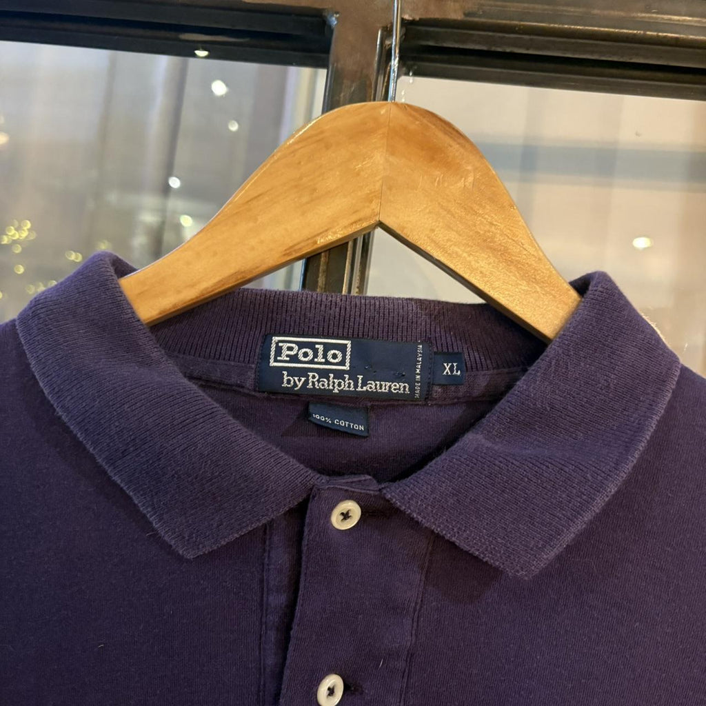 POL526F - Vintage Retro Ralph Lauren Plain Purple Polo Shirt Short Sleeve collared button up top  #Y2K #preppy #chiefkeef #oldmoney #ralphlauren