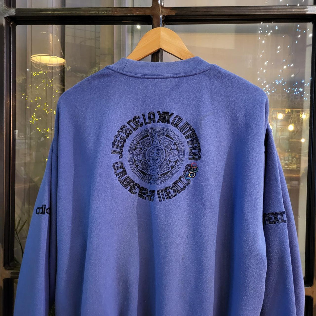 SSJ003-P - Vintage Retro Adidas Olympics XIX Juegos Olympiada Octubre 12 - 27 Mexico 1968 Embroided Patch Logo Crewneck Jumper Sweatshirt 80s 90s Boxy fit #olympics #mexico #80s #boxyfit