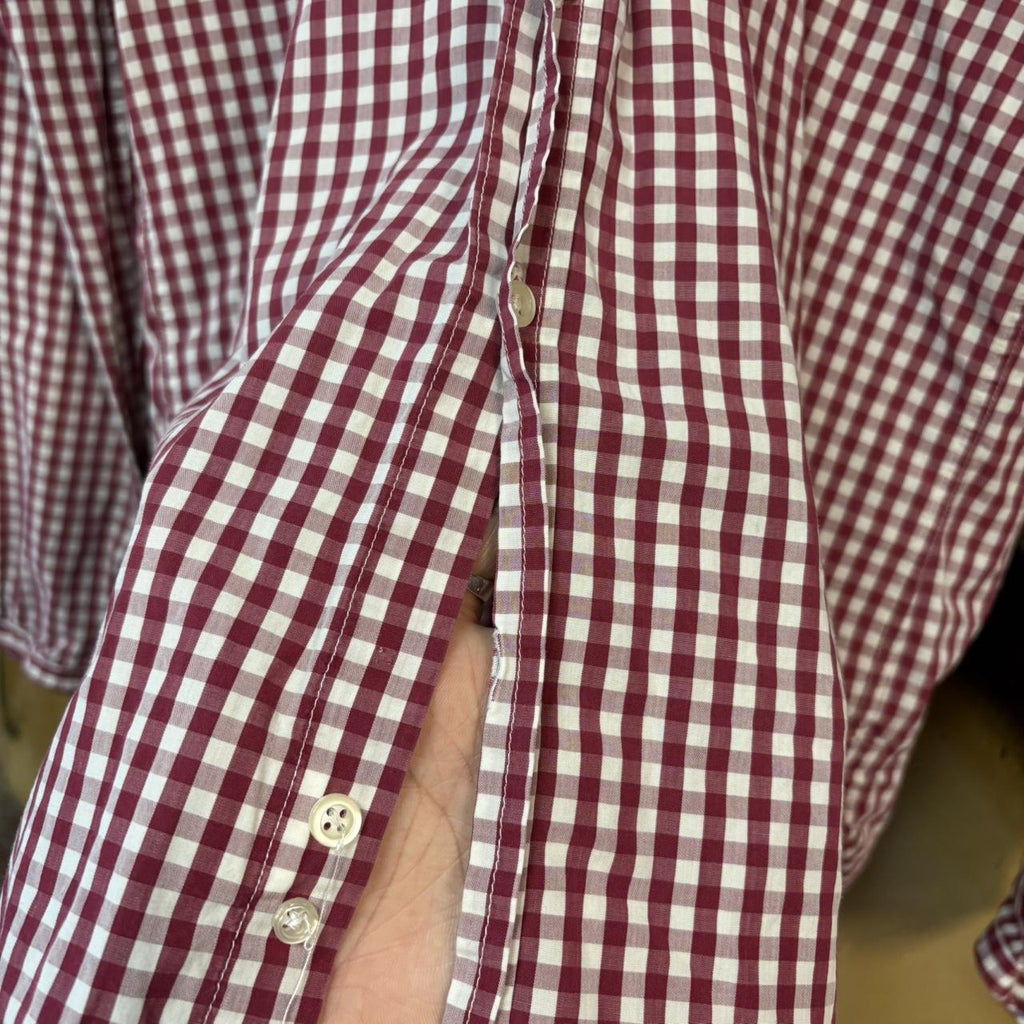 VIN1711H-U - Vintage Oliver Spencer Red and White Check Longsleeve collared button up polo shirt top #Y2K #preppy #chiefkeef #smartcasual #oldmoney