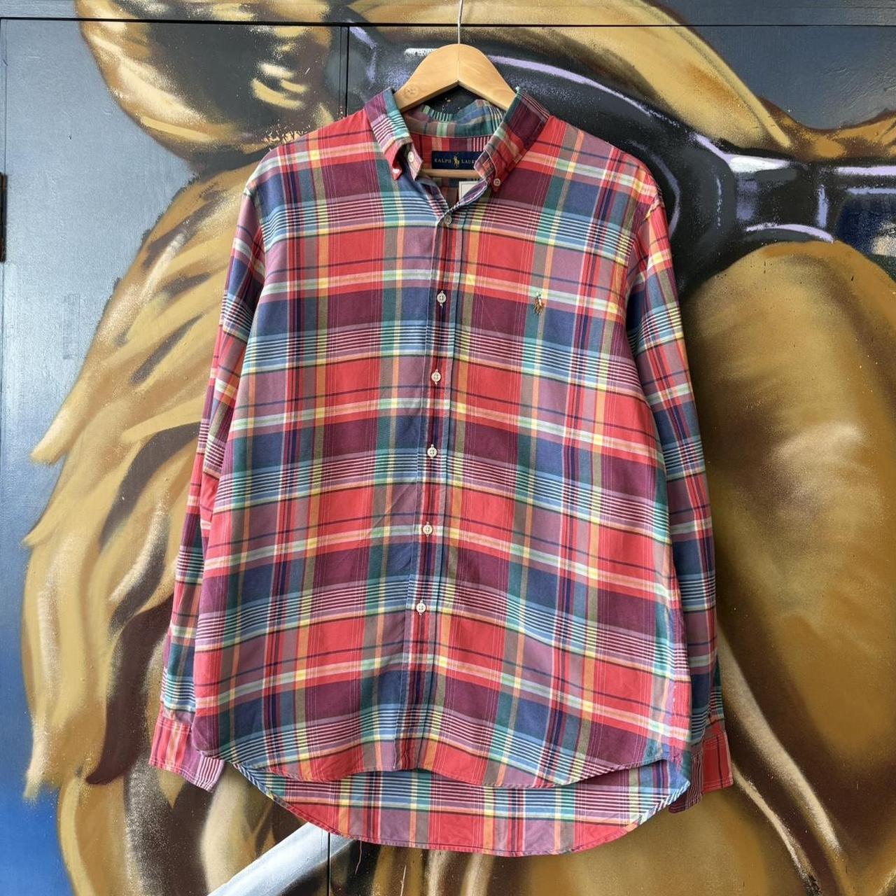 Vintage Ralph Lauren Shirt Mens XL Red Plaid Check Button Down Pony Logo Preppy Smart Top Y2K 90s