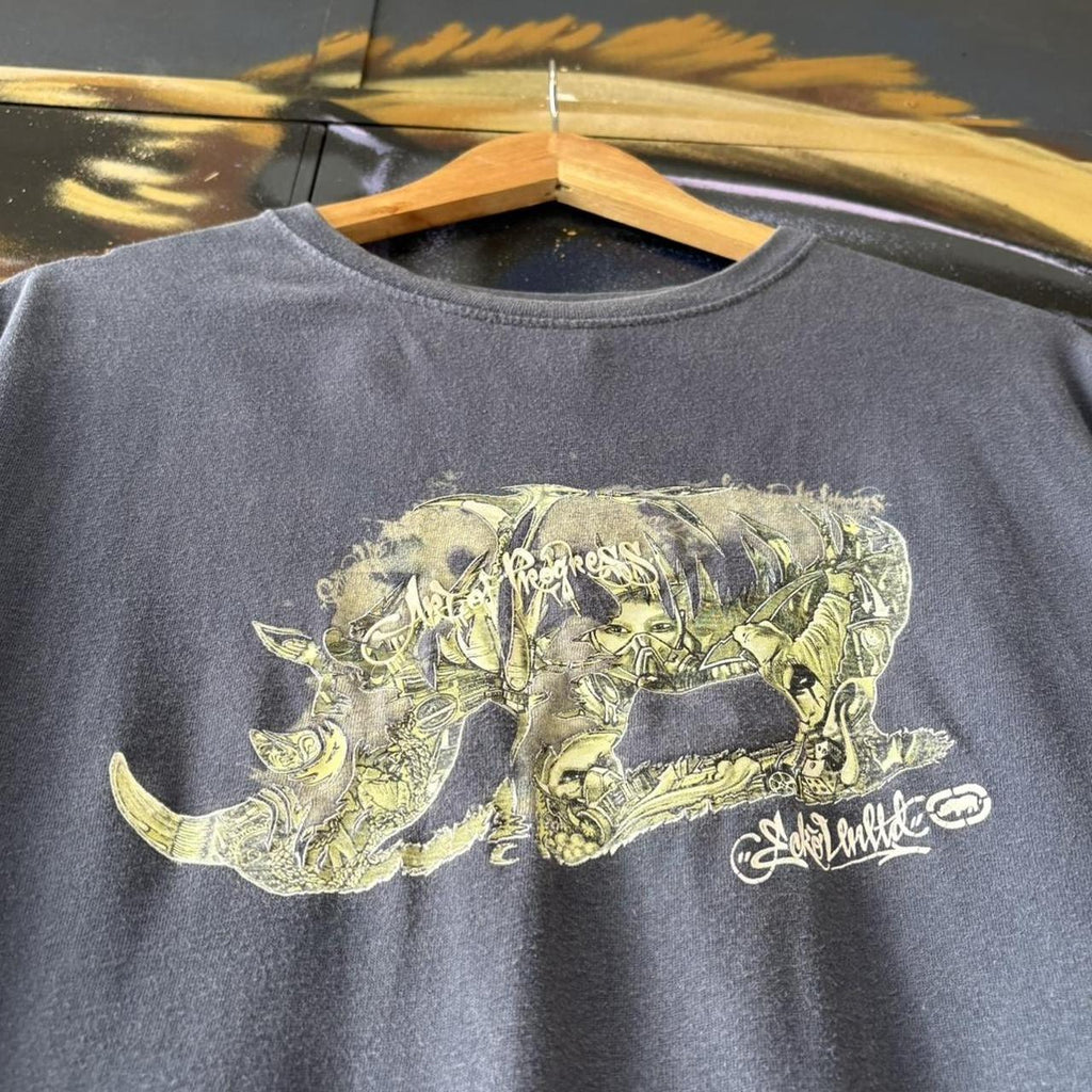 Vintage Ecko Unlimited T Shirt Tee Mens Large Navy Spellout Logo Graphic Skate Top Hip Hop 90s Y2K