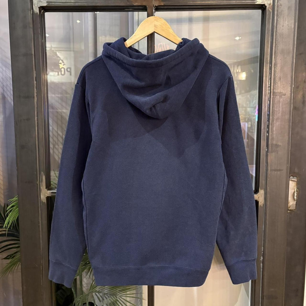 BR1912JI-F - Vintage Retro Essential Navy Patagonia Uprisal Hoody Recycled Cotton Polyester Unisex Sweatshirt Hoodie print logo #recycled #outdoors #essential #patagonia #y2k