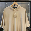 BR1912W-F - Vintage Retro Ralph Lauren Plain Beige Polo Shirt Short Sleeve collared button up top  #Y2K #preppy #chiefkeef #oldmoney #ralphlauren