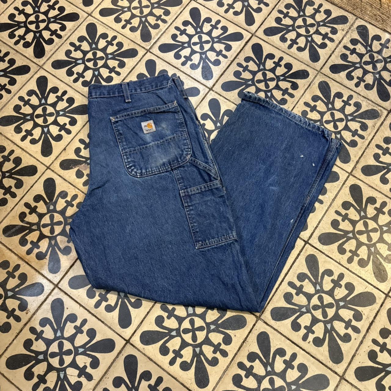 BR2306NL-F - Vintage retro essential  Carhartt Straight Leg Blue Wash Denim Carpenter Jeans Trousers pants #denim #carhartt #jeans #straightleg #skater