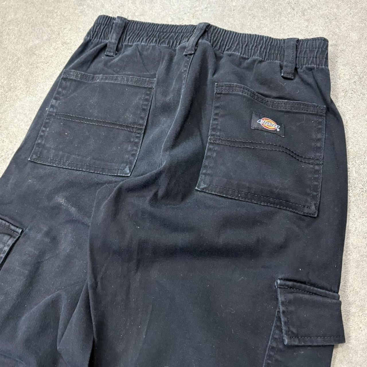 BR1011BO-U - Vintage retro essential Black Dickies Cargo Trousers pants casual workwear with elasticated waistband #skater #utility #workwear #straightleg #dickies