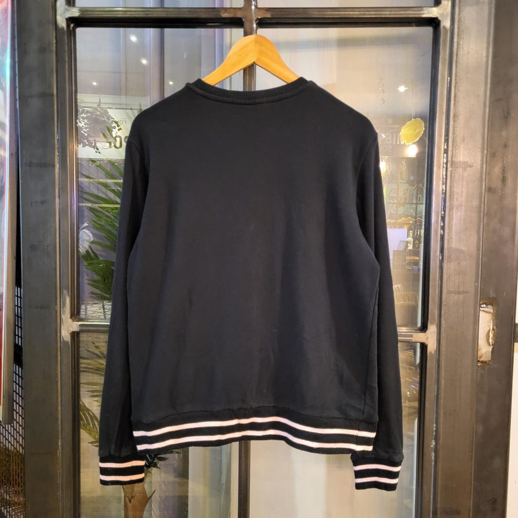 SWT087 - American Vintage retro black multi-colour essential Fila sweatshirt jumper crewneck with logo true vintage Y2K 90s wide boxy fit