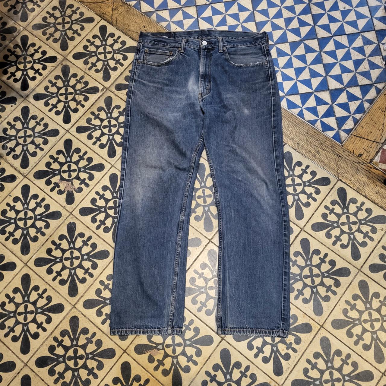 TRW274 - Vintage retro essential adult Levi's 505 Blue wash Baggy Overszied Trousers Jeans Denim pants with embroidered embroidery label carpenter casual workwear wide leg skate 90s Y2K style