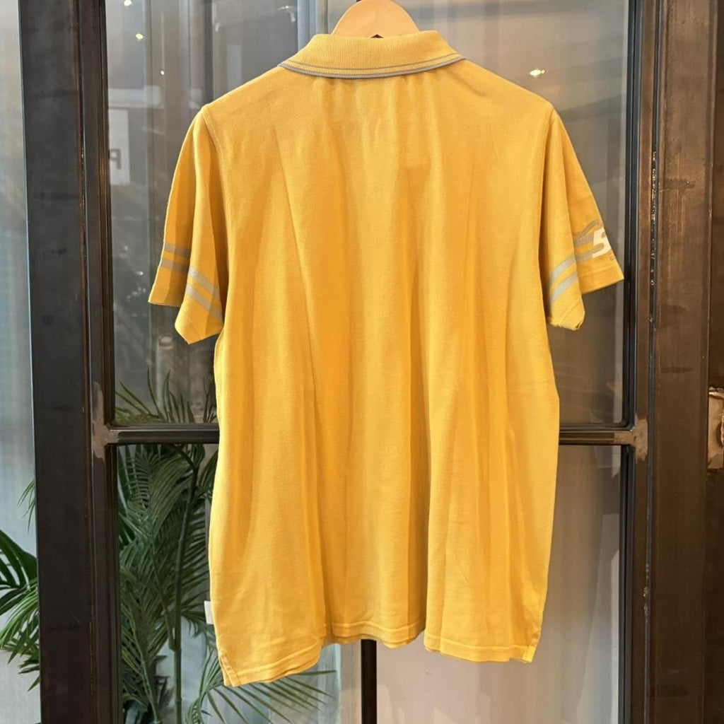 Vintage O’Neill Polo Shirt Mens Large Bright Yellow Stripe Surf Skate Collar Top Tee Y2K 90s 2000s
