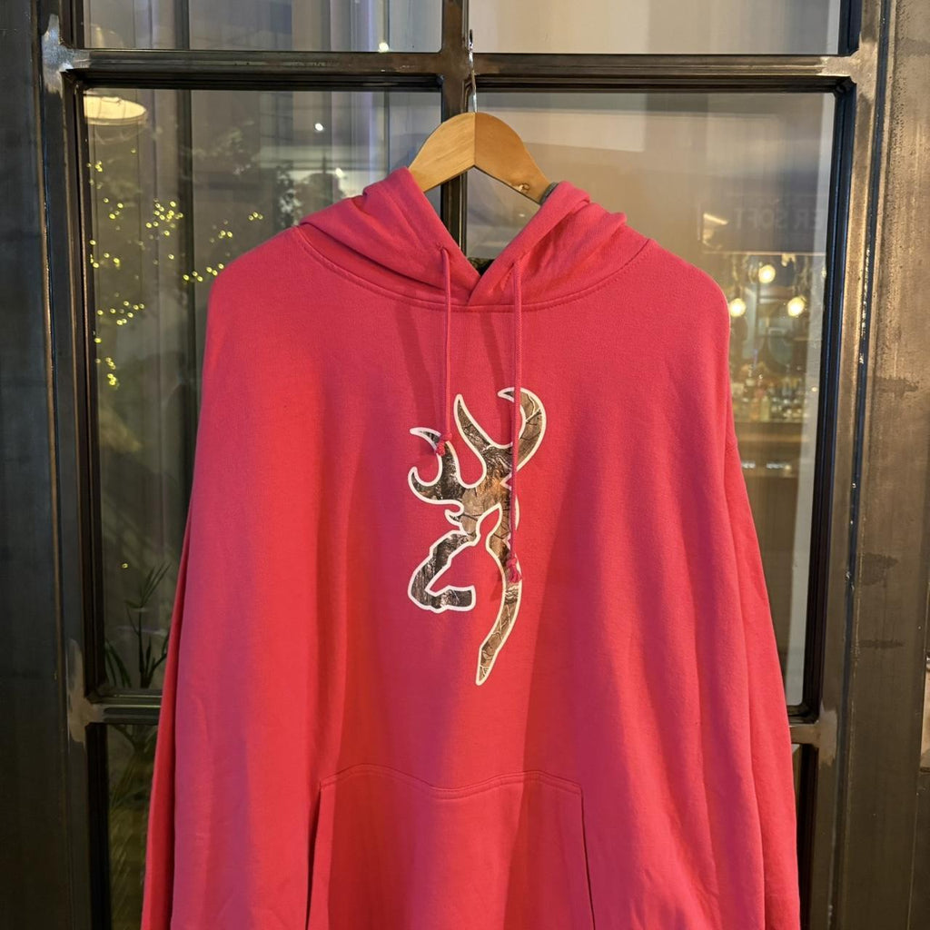 RTT274BR - Vintage Retro Essential Pink Browning Sweatshirt Hoodie with big spellout print logo #90s #sportswear #essential #browning #y2k