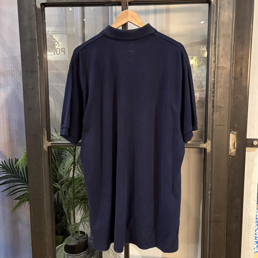 BR1912E-F - Vintage Retro Ralph Lauren Plain Navy Polo Shirt Short Sleeve collared button up top  #Y2K #preppy #chiefkeef #oldmoney #ralphlauren