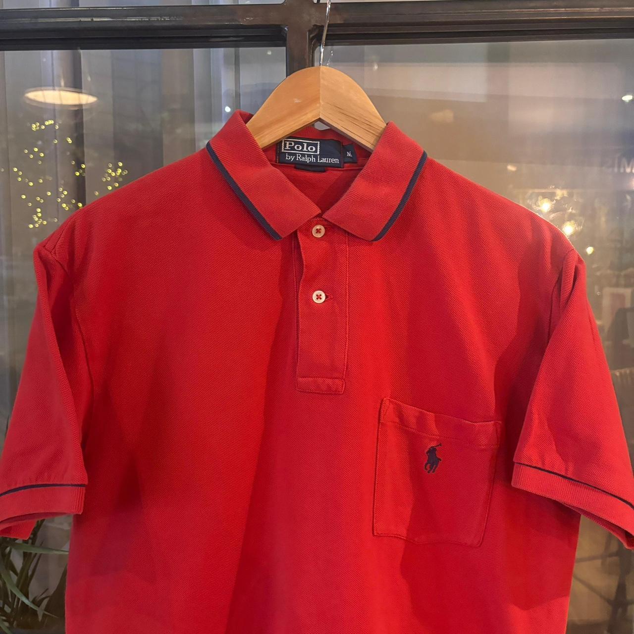 POL469F - Vintage Retro Ralph Lauren Plain Red Polo Shirt Short Sleeve collared button up top  #Y2K #preppy #chiefkeef #oldmoney #ralphlauren