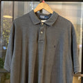 POL429F - Vintage Retro Ralph Lauren Dark Grey Plain Polo Shirt Short Sleeve collared button up top  #Y2K #preppy #chiefkeef #oldmoney #ralphlauren