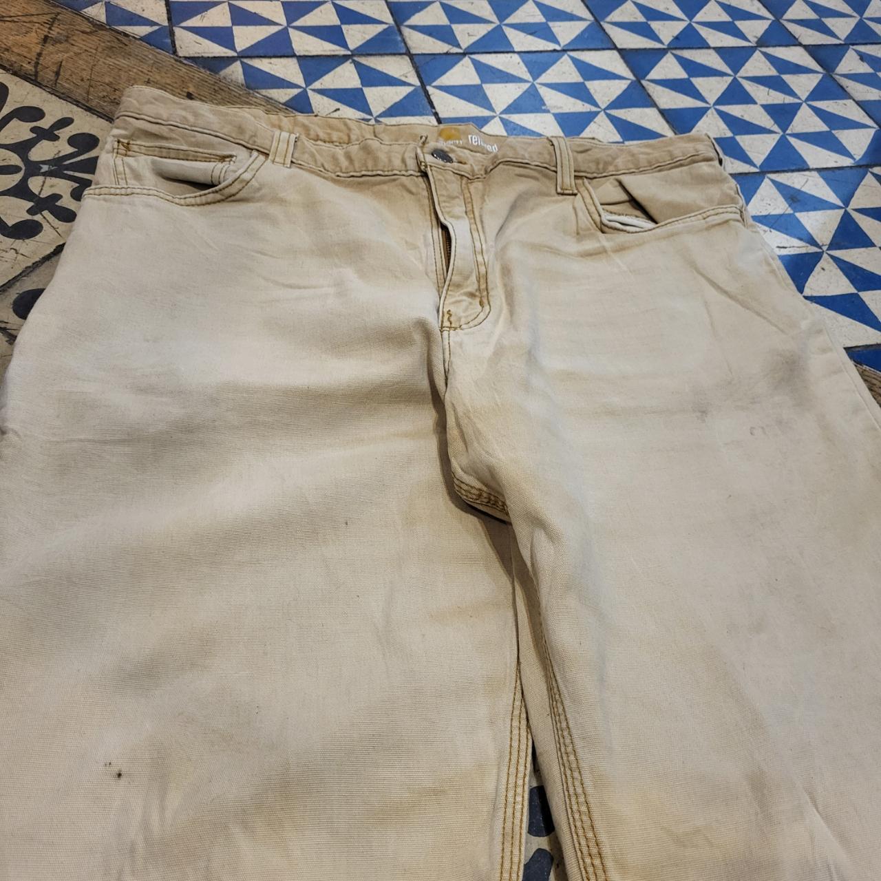 TRW0071BR - Vintage retro essential Carhartt straight leg Trousers pants jeans with embroidered patch logo #workwear #carhartt #y2k #skater