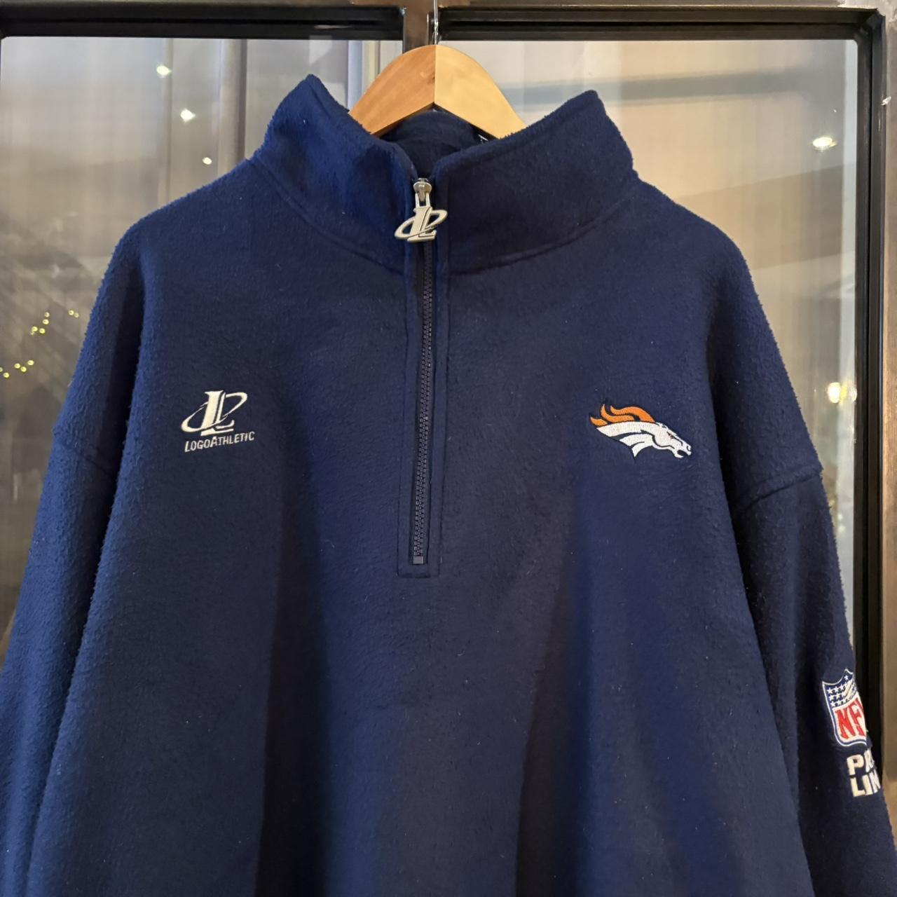 SWT664F - Vintage retro essential Navy NFL Pro Line Logo Athletic Denver Broncos full zip up outdoor sweatshirt fleece jacket #pullover #sportswear #nfl #denver #broncos