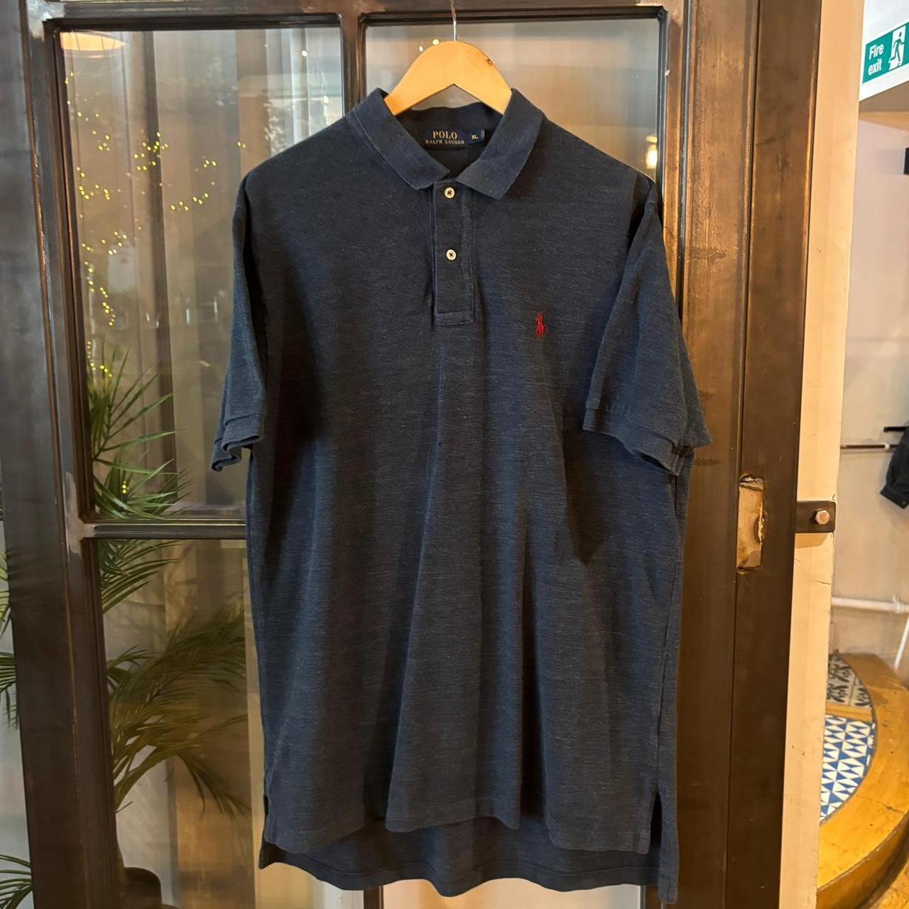 POL477F - Vintage Retro Ralph Lauren Navy Plain Polo Shirt Short Sleeve collared button up top  #Y2K #preppy #chiefkeef #oldmoney #ralphlauren