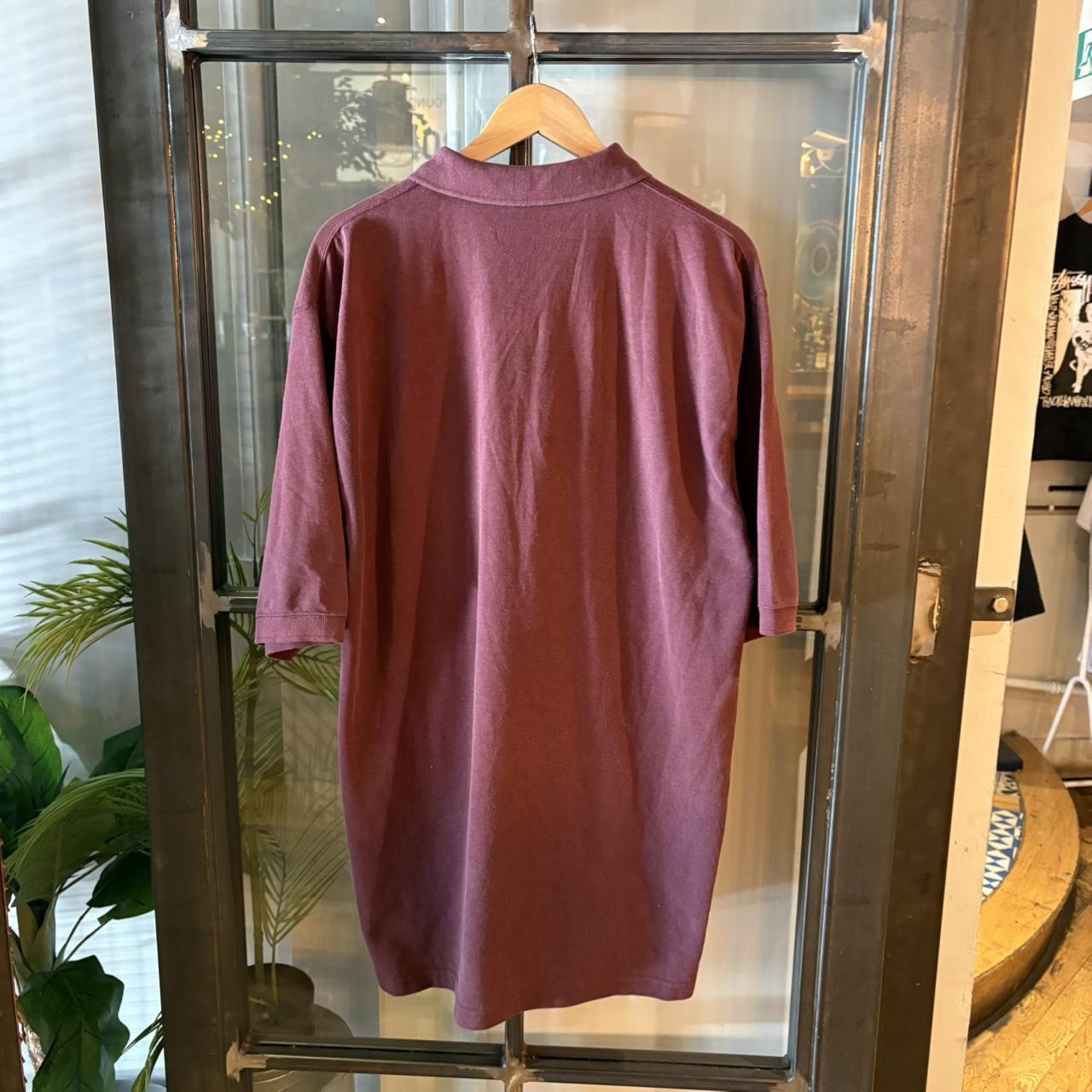 Vintage Retro Ralph Dickies Burgundy Polo Shirt Short Sleeve collared button up top with pocket  #Y2K #streetwear #dickies #skater #poloshirt
