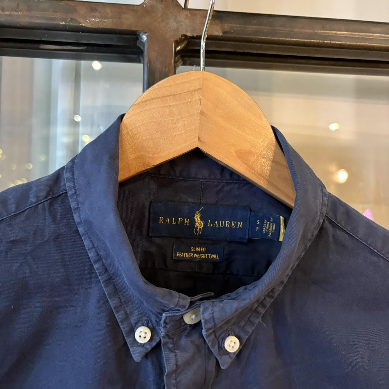 RLS241-P - Vintage Ralph Lauren Plain Navy Longsleeve collared button up polo shirt top #Y2K #preppy #chiefkeef #smartcasual #oldmoney