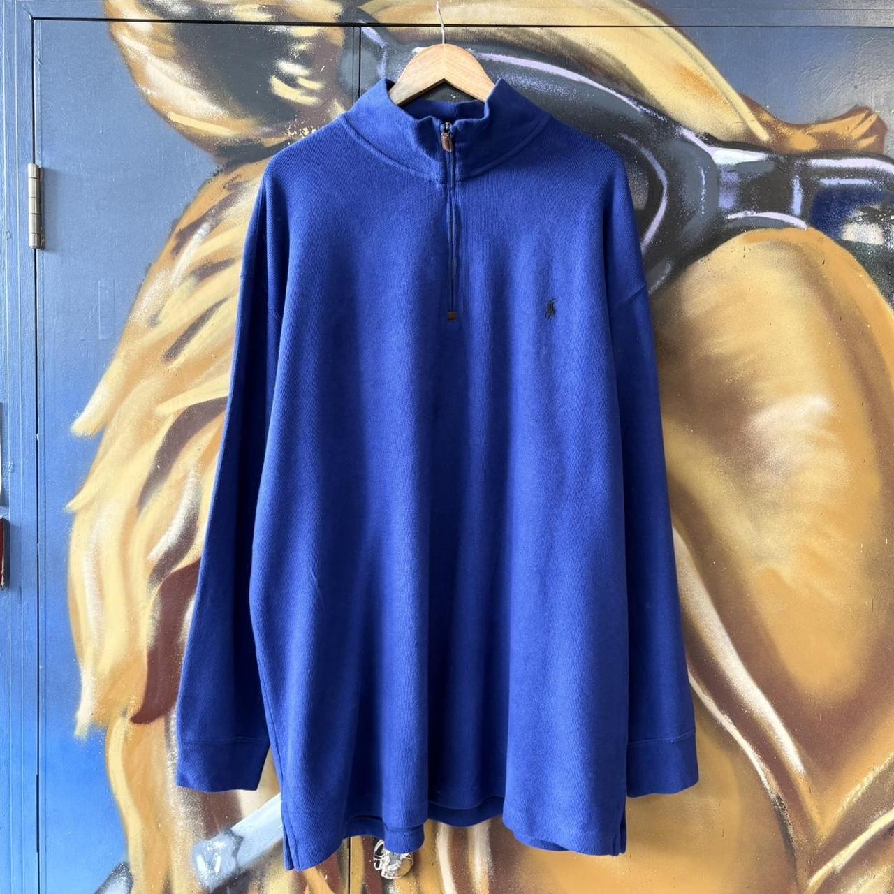 BR1602T-U- Vintage Ralph Lauren Blue 1/4 quarter zip up Sweatshirt jumper fleece top #Y2K #preppy #quarterzip #smartcasual #oldmoney