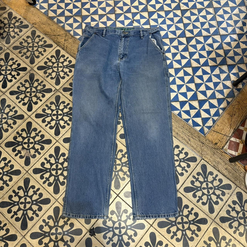 TRW410F-P - Vintage retro essential John Deere Blue Wash Denim Carpenter Jeans Trousers pants #denim #fit #johndeere #carpenter