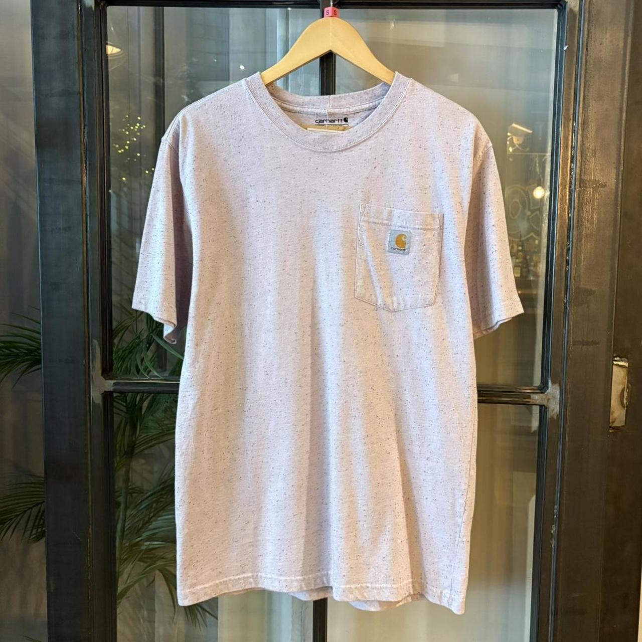 TEE489P - Vintage Retro Essential Pink Carhartt Pcoket Top Tee T-shirt with embroidered patch logo #skater #workwear  #carhartt #y2k #graphic