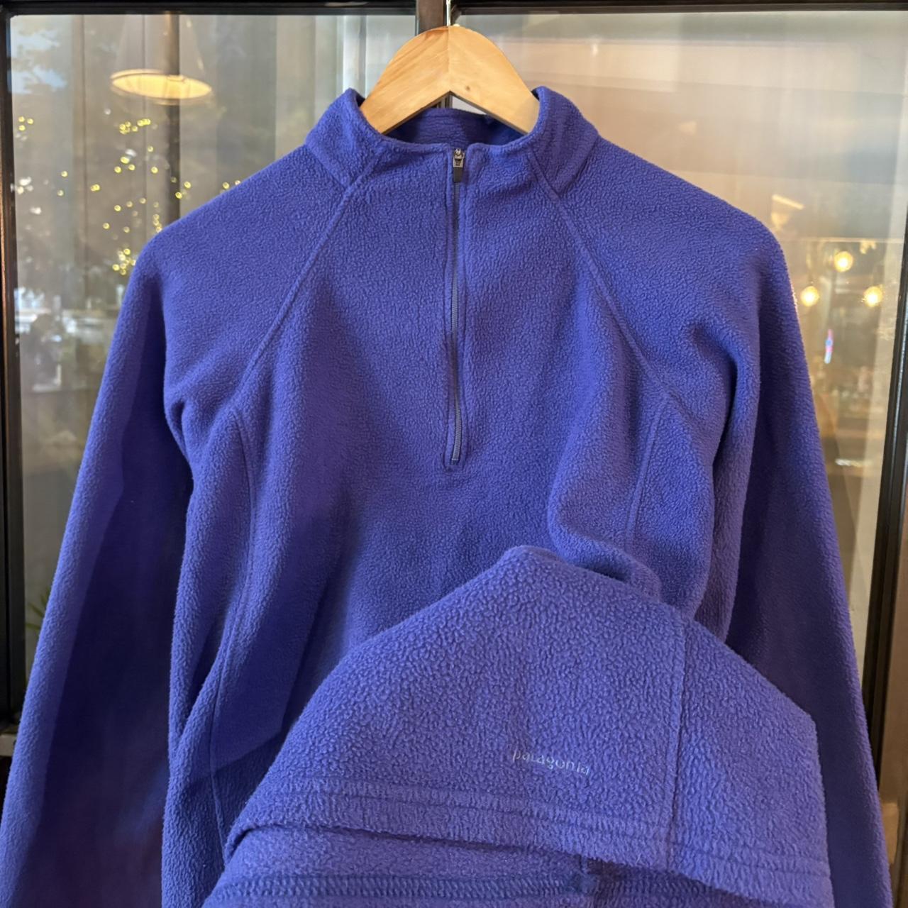 SWT578F - Vintage retro essential Blue Patagonia Capilene full zip up outdoor Base layer fleece #patagonia #baselayer #expedition #hike #gorpcore
