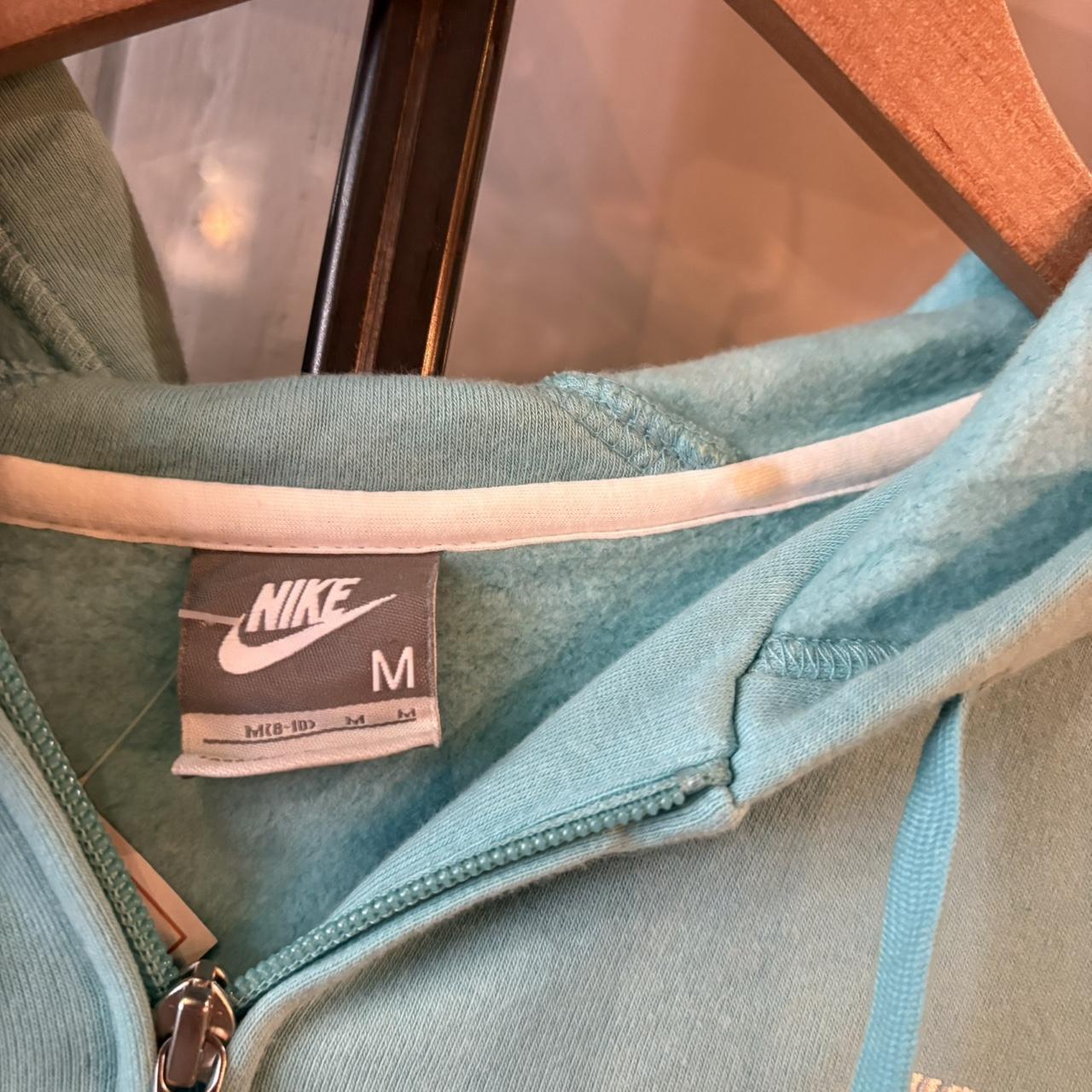 SWT606F - Vintage Retro Essential Turquiose Nike Full Zip Sweatshirt Hoodie with big spellout embroidered swoosh logo #90s #sportswear #essential #nike #y2k