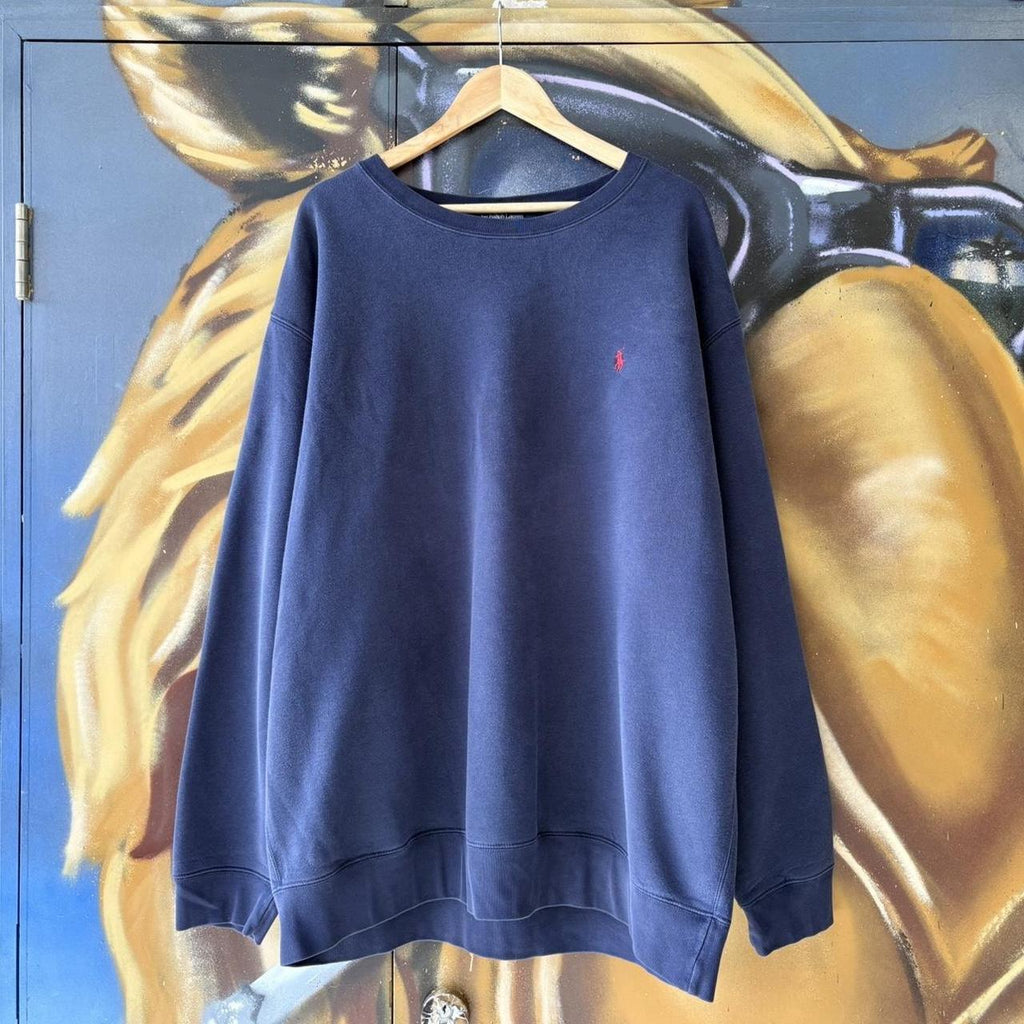 MA0109JD-U - Vintage Retro Essential Navy Polo Ralph Lauren Crewneck Jumper Sweatshirt with embroidered logo #90s #casual #poloralphlauren #preppy